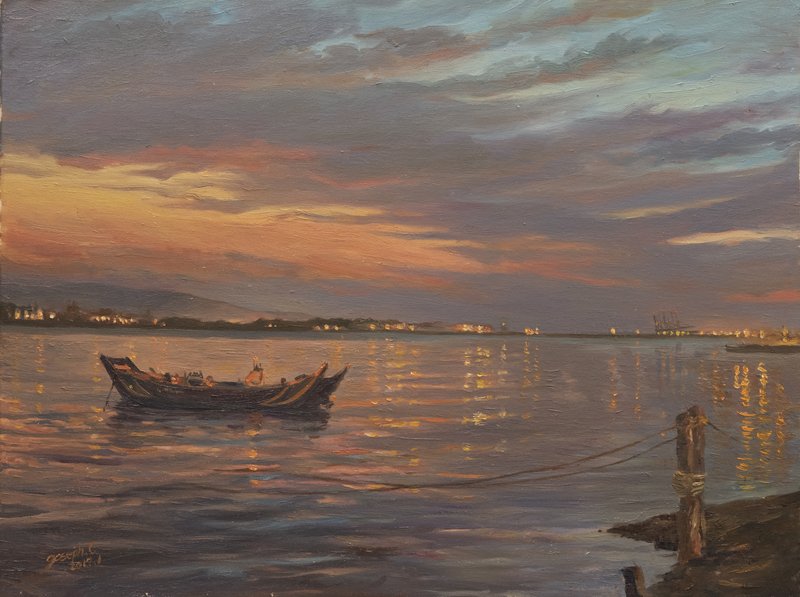 夕照淡水