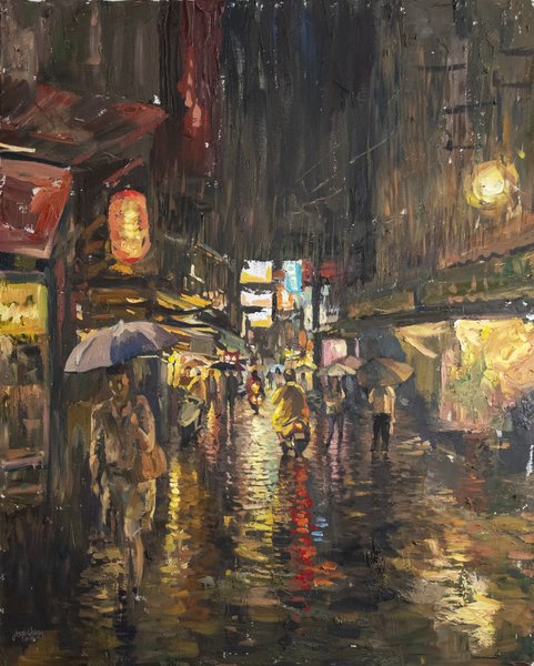 雨中覓食
